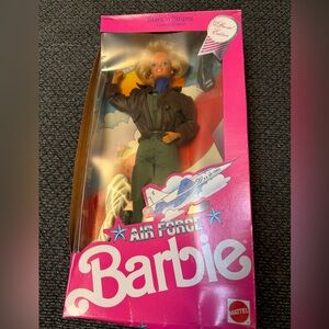 Barbie Doll in Pink Box with Green Flightsuit and Black Jacket